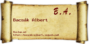 Bacsák Albert névjegykártya