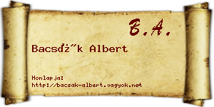 Bacsák Albert névjegykártya